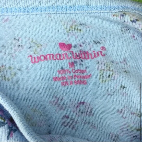 Woman Within Blue Floral Plus Size Top Medium - Picture 4 of 4